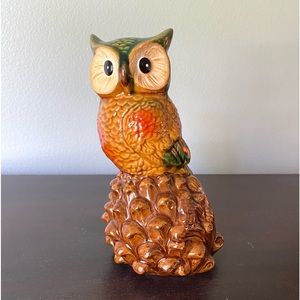 Perched Owl Ceramic Figurine